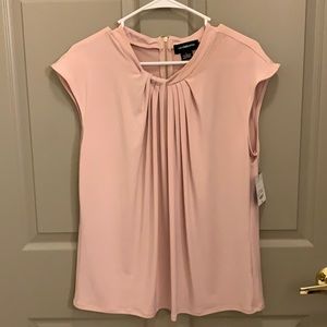 Rose colored twist neck blouse